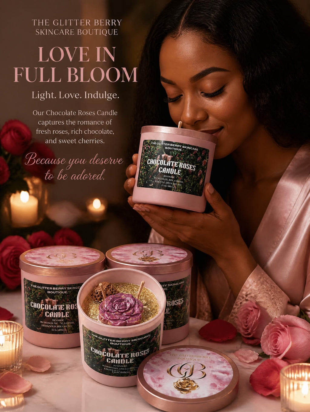 Chocolate Roses sparkling  candles